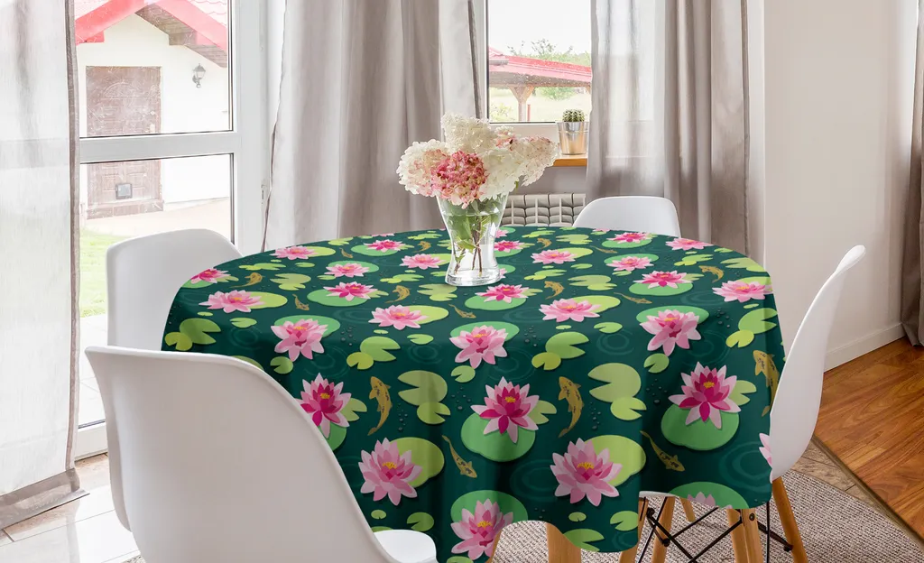 Tovaglia Rotonda Antimacchia 150cm ABAKUHAUS Design Carpe Koi