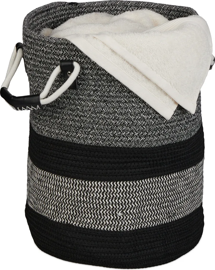 Grand panier de rangement Relaxdays en coton souple et durable bicolore