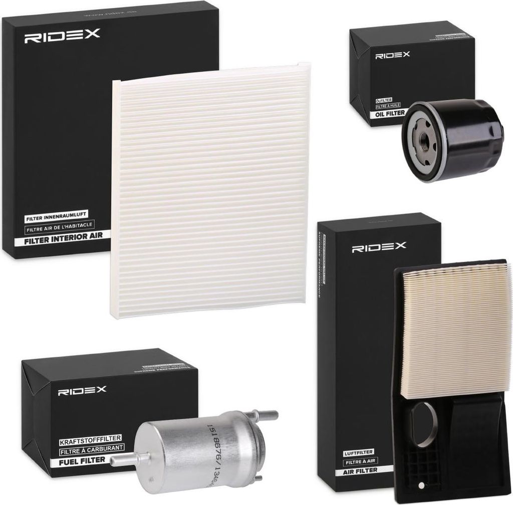 RIDEX Filterset Inspektionspaket Filtersatz für VW Golf V Schrägheck (1K1) POLO (9N) Polo Limousine (9N4) Polo Limousine (9A4, 9A2, 9N2, 9A6) fü...