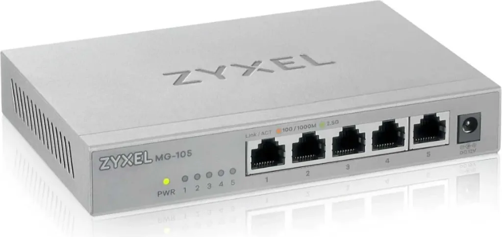 Zyxel MG-105 Switch 2.5G Multi-Gigabit: 5 Porte Desktop per Gaming e NAS