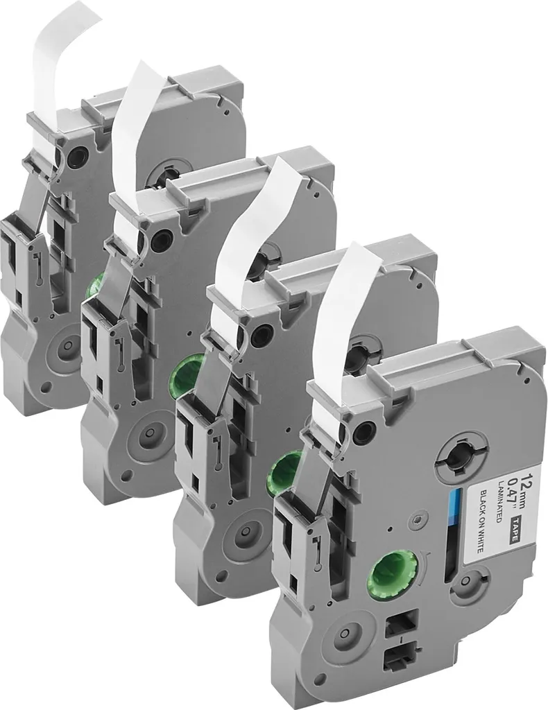 Set 4 Etichette VEVOR 12mm Nero/Bianco per Brother P-Touch TZe-231