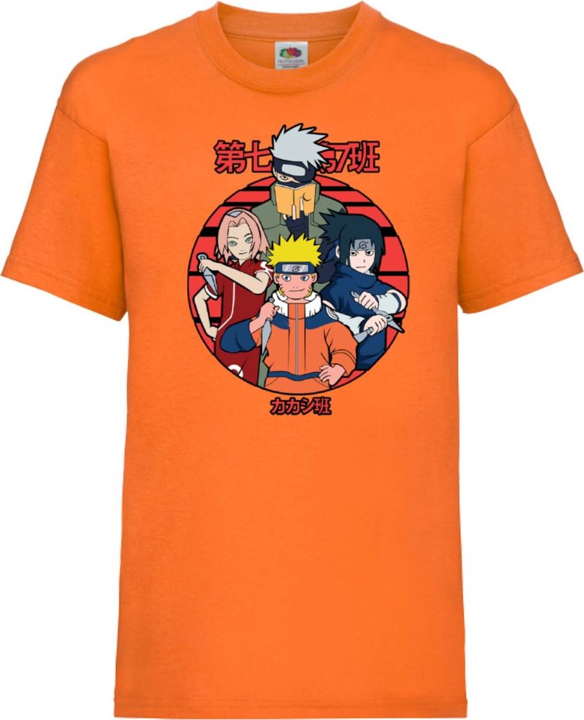 Kinder T-Shirt Japan Animation Manga Anime Comics Naruto Team 7 01 Var-031 Team Members, 12-13 Jahr - 152 / Orange