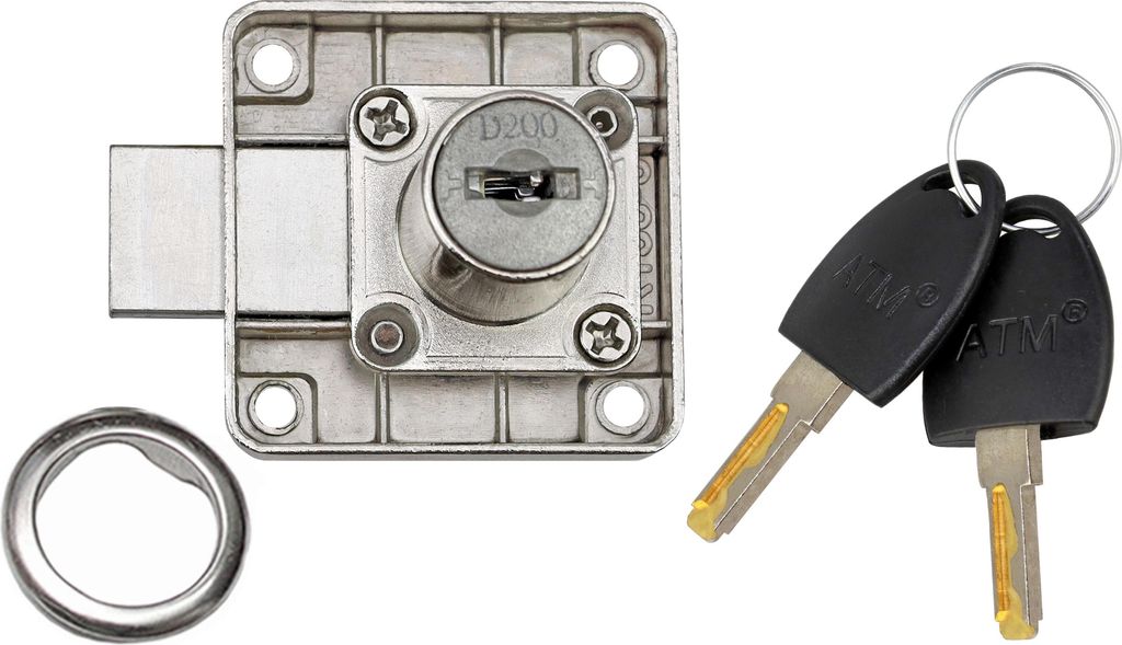 Möbelschloss Schubladenschloss Schrankschloß Zylinder-Aufschraubschloss Gleichschliessend ATM