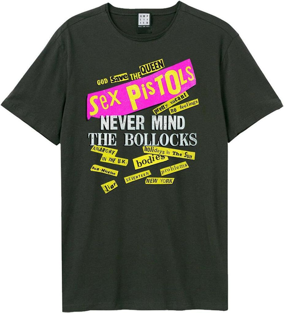 Amplified - "Never Mind The Bollocks" T-Shirt für Herren/Damen Uni GD1050 (XS) (Holzkohle)