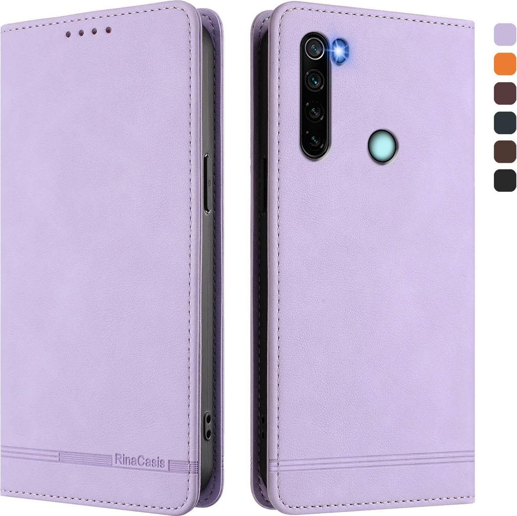 Hülle für Xiaomi Redmi Note 8, Retro Kunstleder Ständer Klapphülle mit Kartenfächer und Magnetische Violett