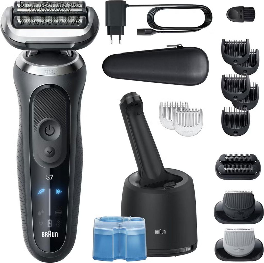 Braun Series 7 72-G7865CC, Folienschaber, Schwarz, Edelstahl, Tasten, Intensiv, Normal, LED