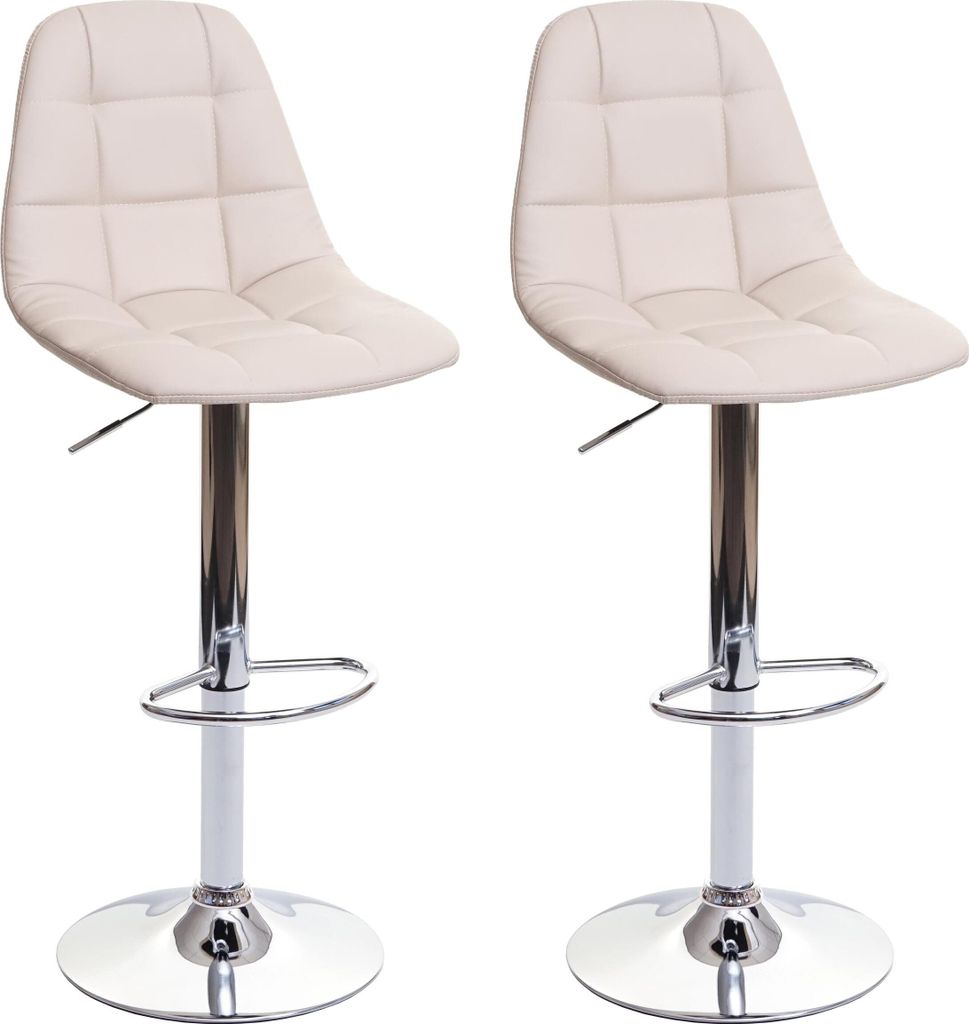 2er-Set Barhocker MCW-A67, Barstuhl Tresenhocker, MVG- creme-beige, Kunstleder