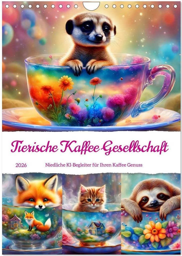 Tierische Kaffee Gesellschaft (Wandkalender 2026 DIN A4 hoch), CALVENDO Monatskalender
