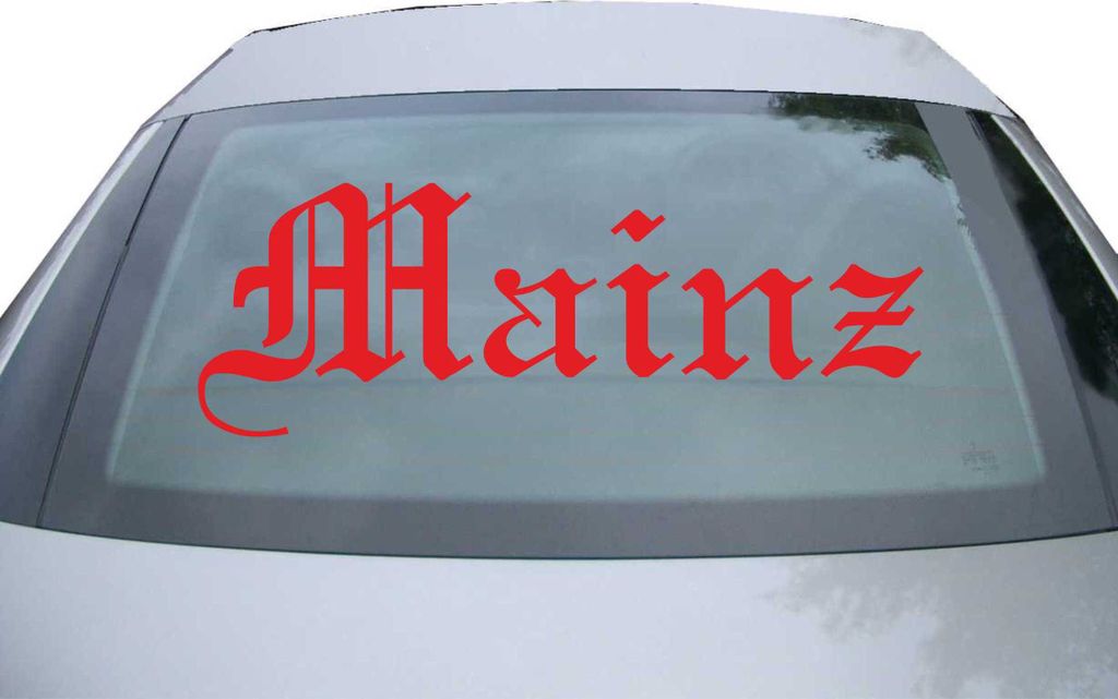 Indigos UG - Aufkleber Heckscheibe & Motorklappe DE6541 - rot - 600x210 mm - Stadt Mainz - Auto Scheiben Fenster Heckklappe Tuning Racing JDM - Die...