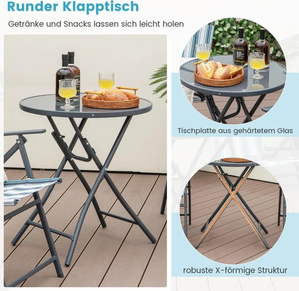 Ensemble bistro robuste table et 2 chaises en acier résistant aux UV - 4