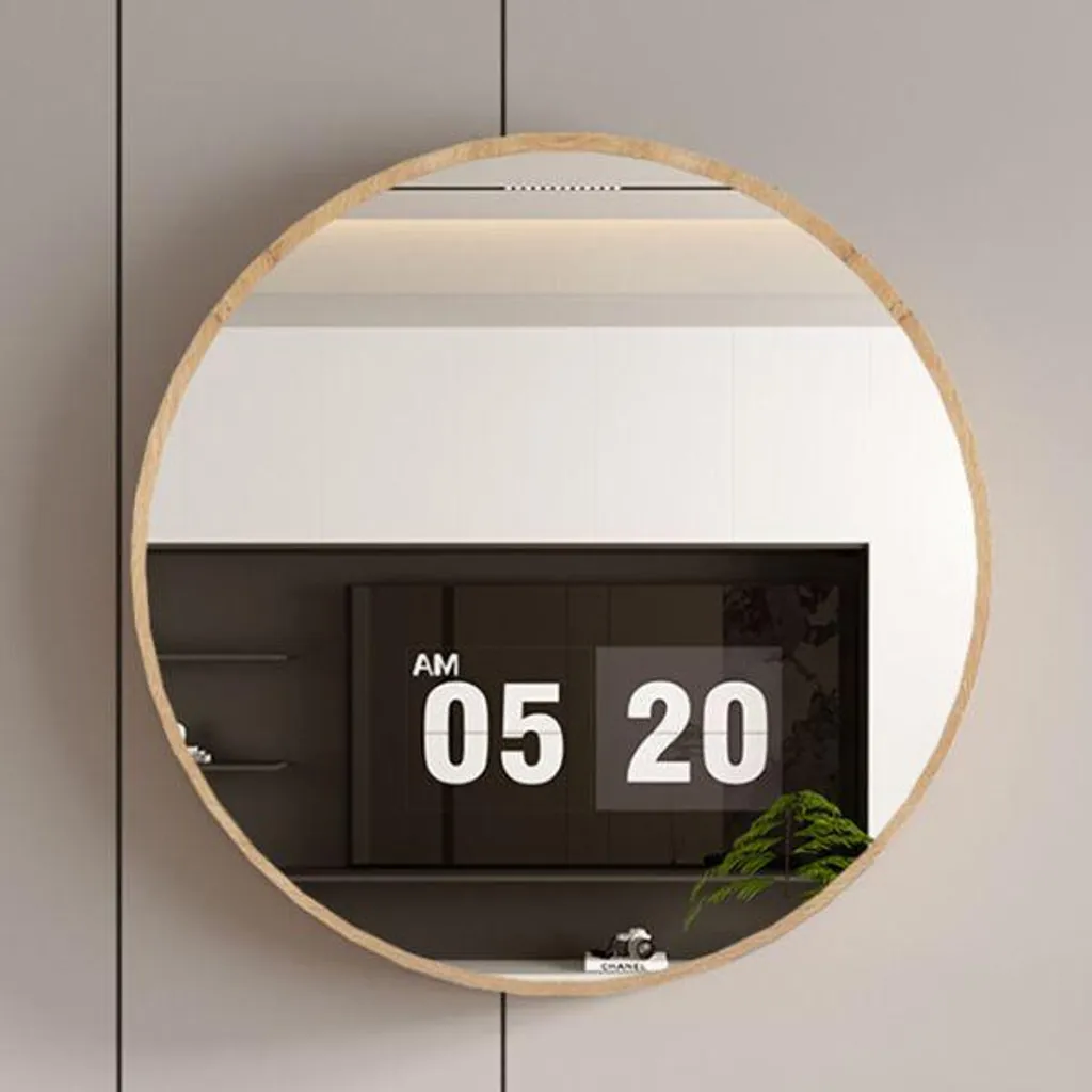 Miroir de bœuf Ria Ø80 cm pour salon ou entrée - Vieux chêne rustique - 2