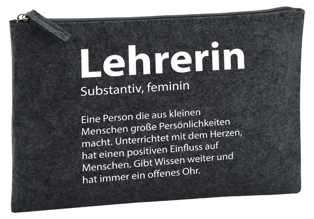Huuraa Kulturbeutel Lehrerin Definition 1 Liter Charcoal Filz Kosmetiktasche Geschenkidee
