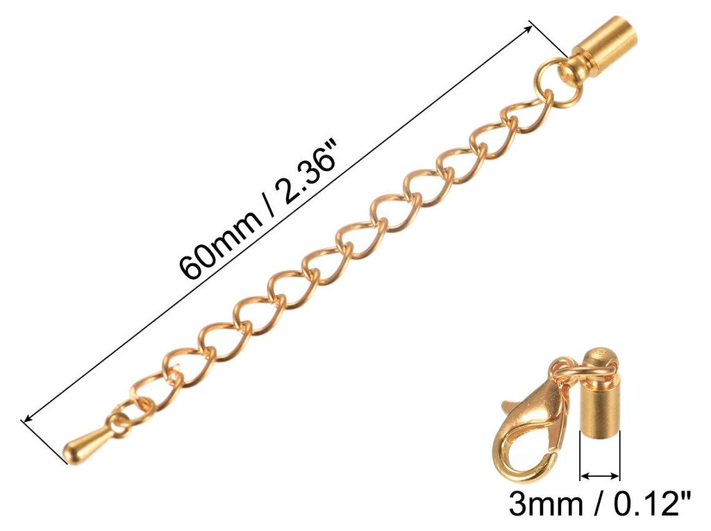 10 Satz 3mm Leder Kordel Endkappen mit Karabinerverschlš¹ssen und Verl?ngerungskette fš¹r DIY Herstellung Armb?nder Helle Goldton