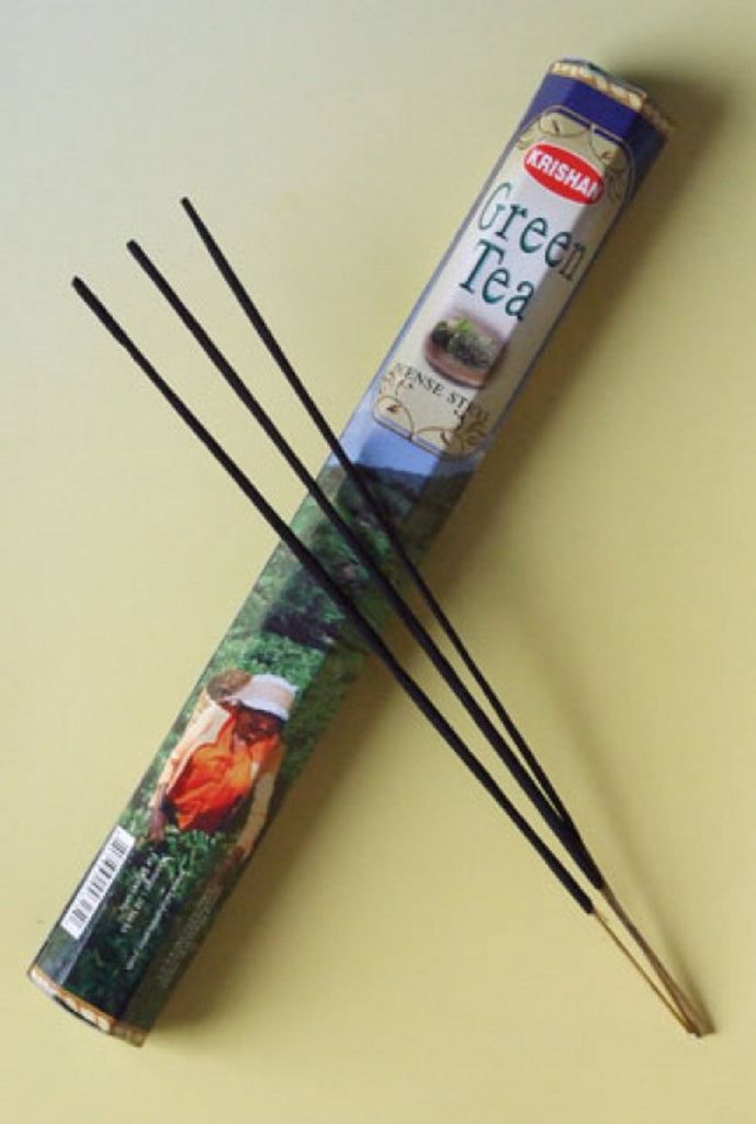 Original indische Räucherstäbchen aus ätherischen Ölen der Fa. Krishan, 20g - Green Tea