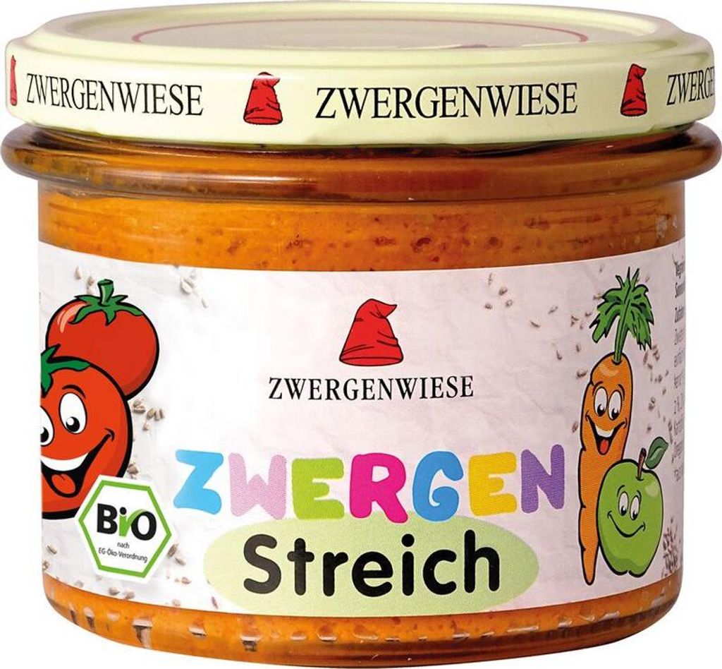 A jar of Zwergenwiese Zwergen Streich baby food.