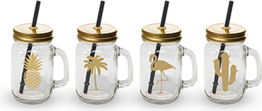 Party Tumbler Set of 4 Pineapple real gold, 603731