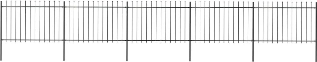 Gartenzaun mit Speerspitzen Stahl 8,5 x 1,2 m Schwarz