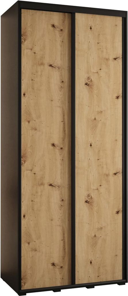 MEBLE KRYSPOL Cannes 1 Schrank mit 2 Schiebetüren - 205,2x100x60 cm - Schwarz Artisan Schwarz