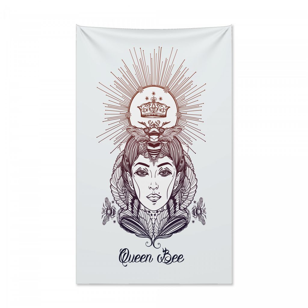 Abakuhaus Bienenkönigin Wandteppich und Tagesdecke, Königliches Frauen-Motiv aus Weiches Mikrofaser Stoff Kein Verblassen Klare Farben Waschbar, ...