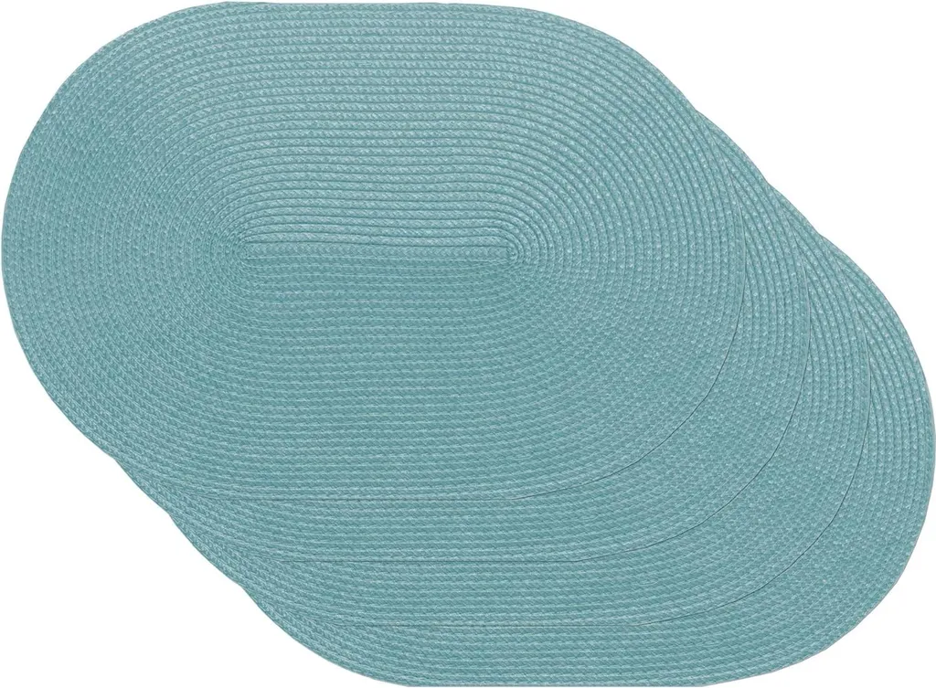 Set de table ovale bleu pour salle à manger - Lot de 4 facile à nettoyer