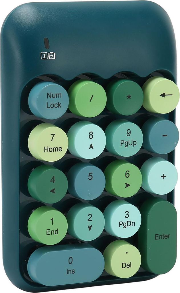 2.4GHz Wireless Numeric Keypad 18 Tasten Retro Farbe Runde Tastenkappen Mini Zahlentastatur mit USB-Empfänger für Laptop Dunkelgrün Farbe