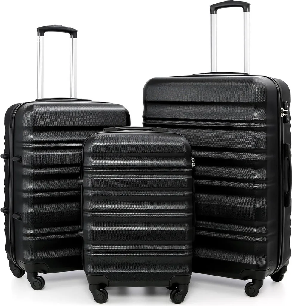 Valise Rigide COOLIFE avec Serrure TSA et 4 Roulettes Pivotantes Noire