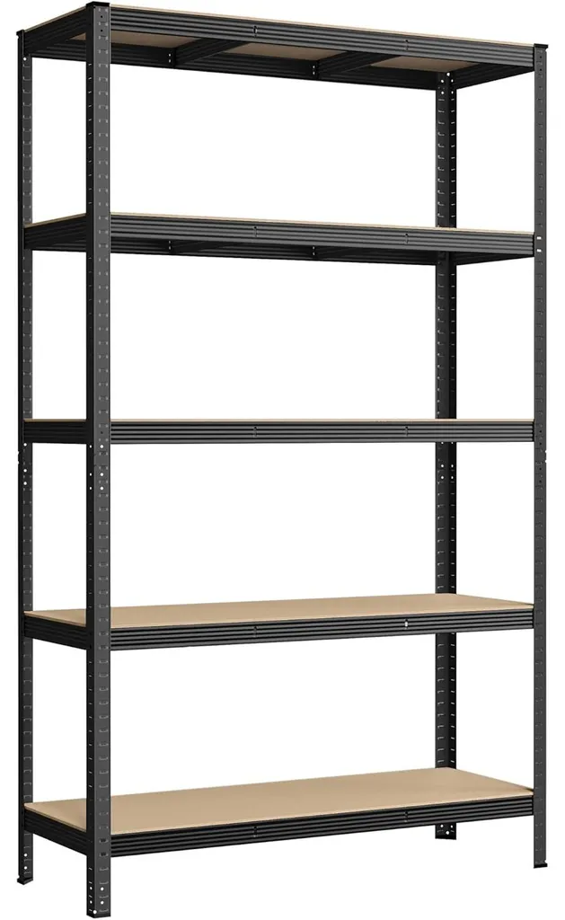 Étagère de rangement Leobert Naturel et Noir 120 x 60 x 200 cm robuste