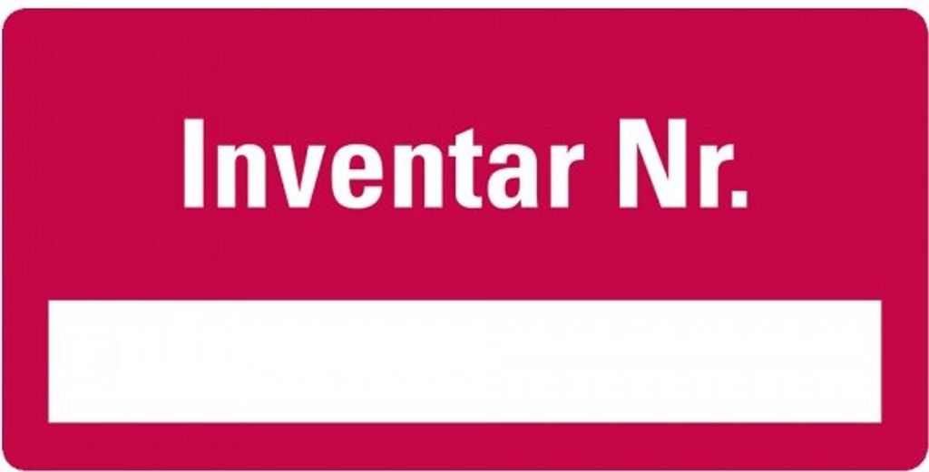 Dreifke Aufkleber I Inventaretikett Inventar-Nr., rot, Dokumentenfolie, Spez...