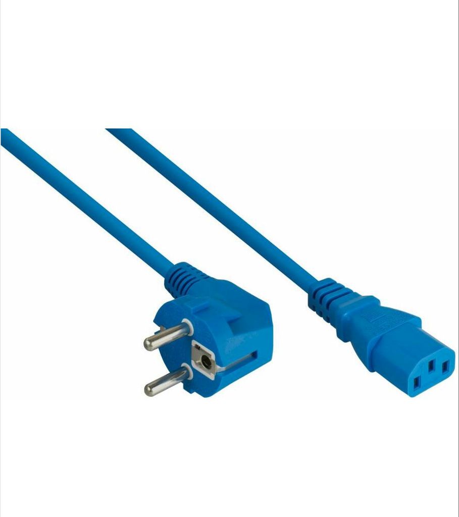 kabelmeister Schutzkontakt-St. (90° gew.) an C13 blau 3m