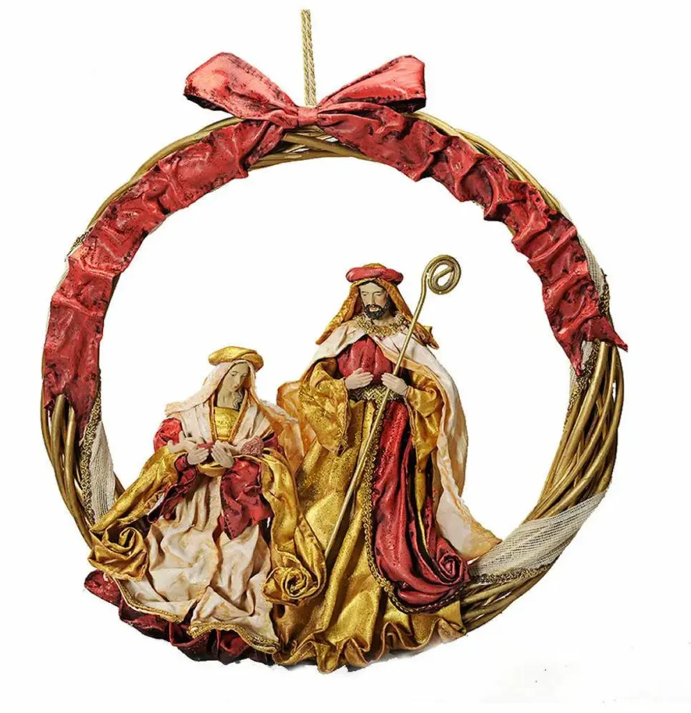 Couronne de Noël Rouge et Dorée DKD Home Decor Plastique 50 x 50 cm