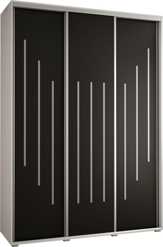 MEBLE KRYSPOL Davos 8 Schrank, drei Türen - 235,2x180x60 cm - Weiß Schwarz Silber