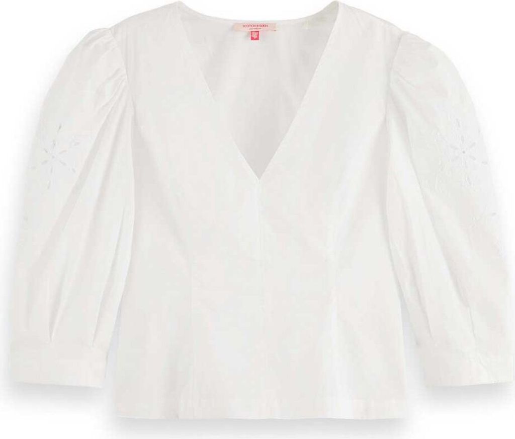Scotch & Soda Anglaise Langarmbluse Weiß 36 Frau Weiß 36
