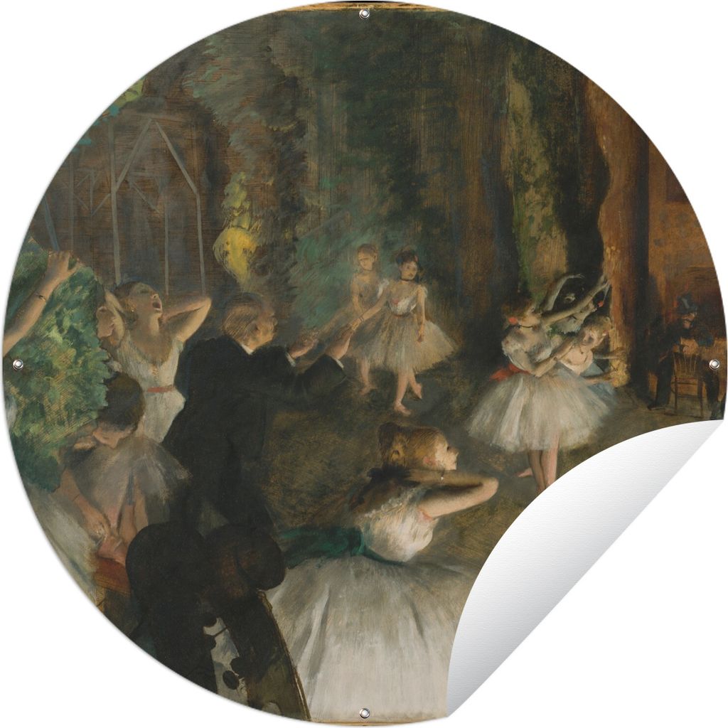 MuchoWow Gartenposter Outdoor-Poster Rund Probe des Balletts auf der Bühne - Gemälde von Edgar Degas Ø 60 cm Gartendeko Rundes Poster draußen