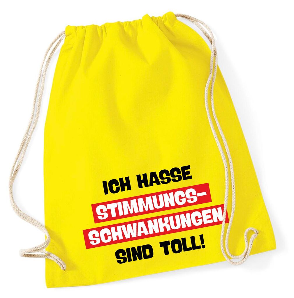 Huuraa Turnbeutel Ich hasse Stimmungsschwankungen sind toll 12 Liter Yellow Baumwolle Rucksack Geschenkidee