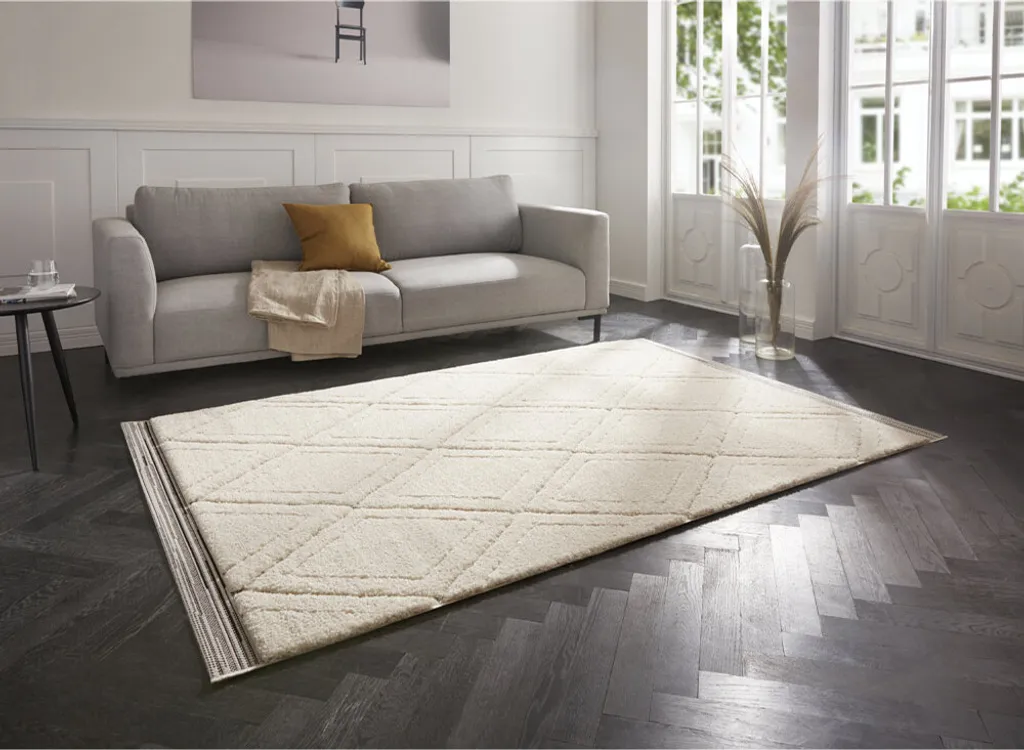 Tapis Norwalk Colin Crème 120x170 cm : un sol lumineux et facile à laver