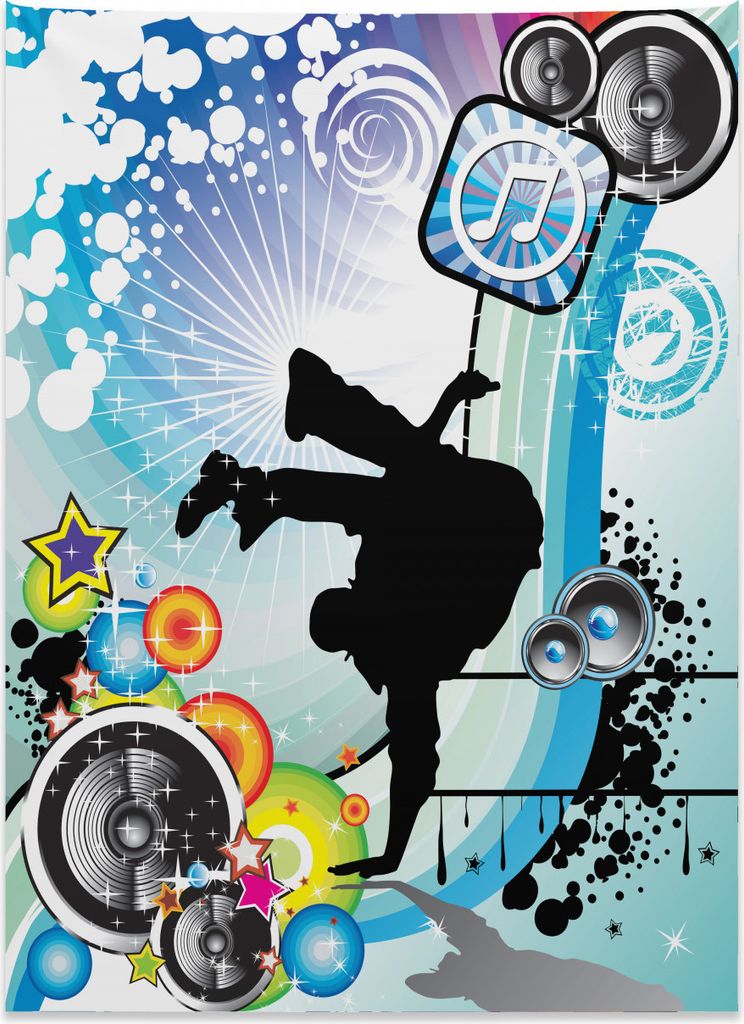 Abakuhaus urban Graffiti Wandteppich, Pause Tänzer Guy aus Weiches Mikrofaser Stoff Kein Verblassen Klare Farben Waschbar, 110 x 150 cm, Mehrfarbig