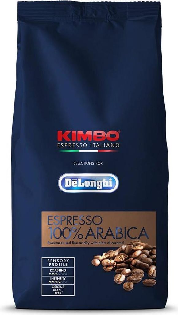 Delonghi Kimbo Espresso 100 Prozent Arabica 1kg ganze Produktbild 