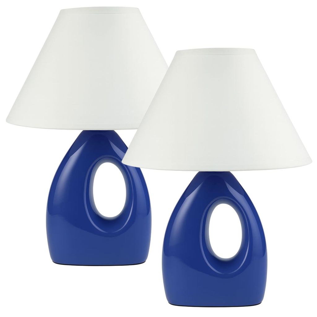 Tischlampe 2er Set Nachttisch Lampe Nachttischlampe Tischleuchte Leuchte Blau