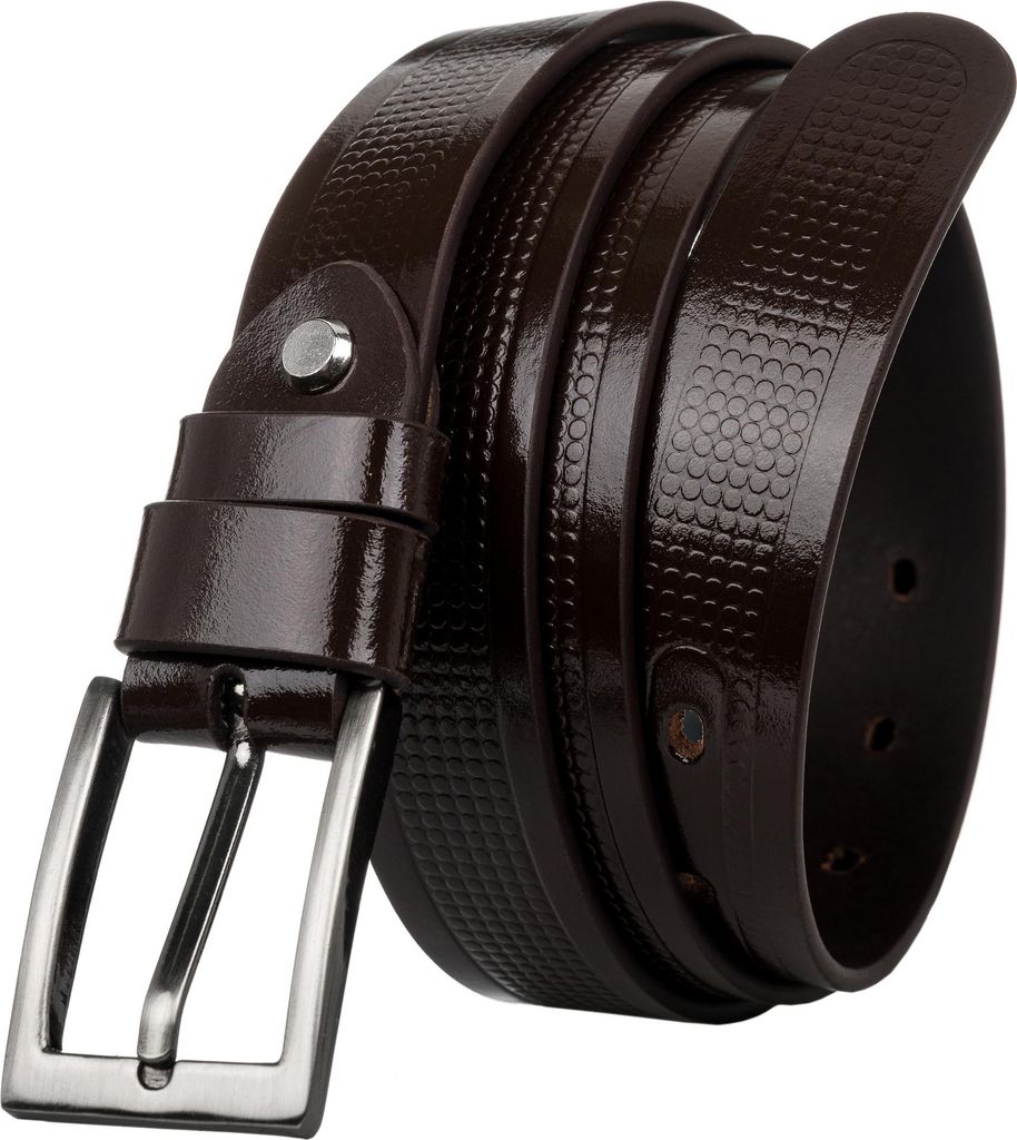 Rovicky | Herrengürtel aus echtem genarbtem Leder mit Zierprägung - 115 cm