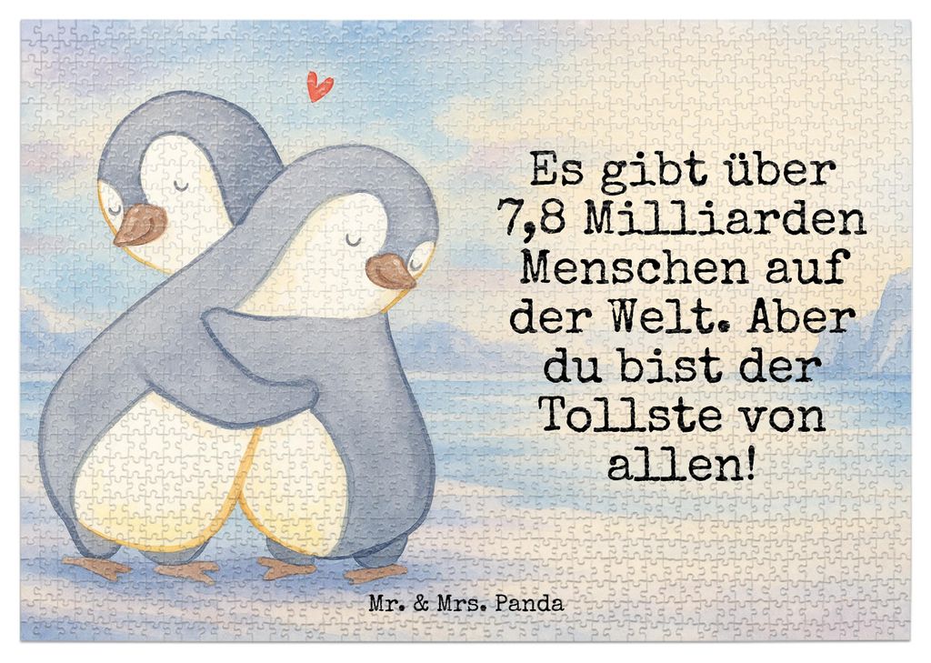 Mr. & Mrs. Panda Puzzle Pinguine Kuscheln Design 1500 Teile - Weiß - Geschenk, Hochzeitstag, für Frauen, Freundin, Valentinstag, 500, Männer, Ge...