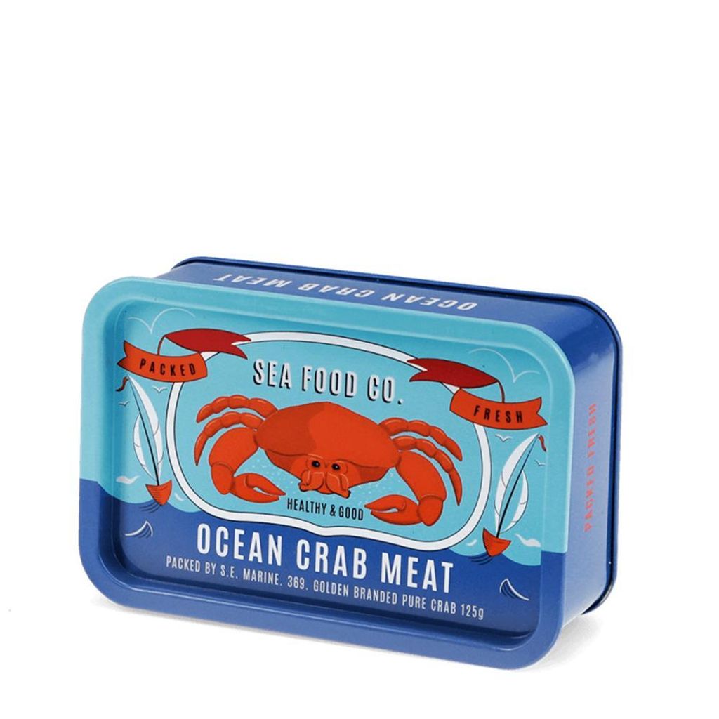 Kleine Aufbewahrungsdosen mit Deckel Ocean Crab Meat Metall Krebs Blech Dose ca. 10x6,5x3,2 cm