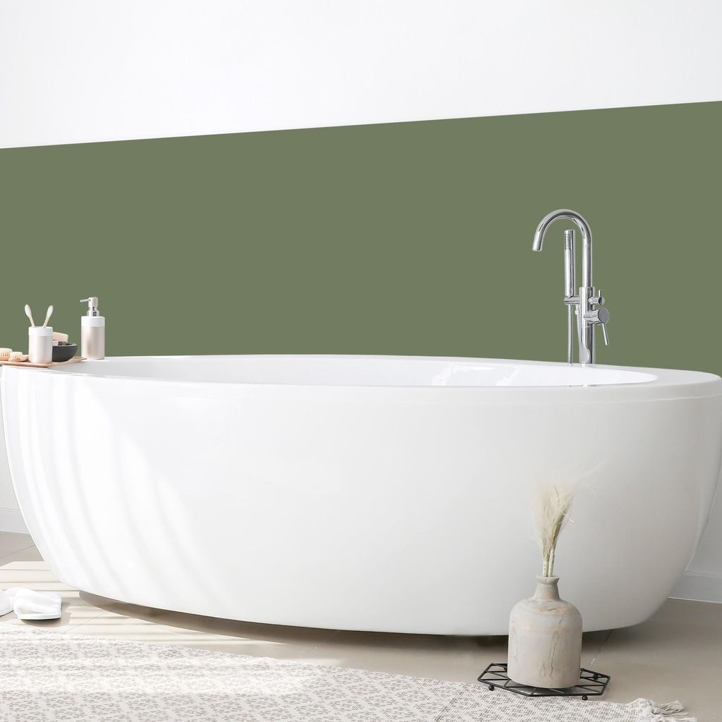 Wandverkleidung Bad mit Motiv selbstklebend - 0.35 mm Wandpaneel matt wasserfest Design grün Unifarben Badrückwand fugenlos 100x60 cm