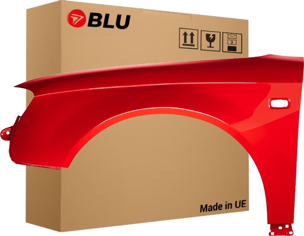 BLU Kotflügel Passend für Audi A4 B7 LY3J Links Rot BrillantRot | 2004-2008 | Vorderseite Vorne | Lackiert | Einbaufertig