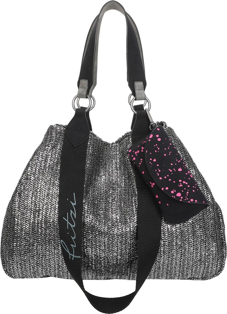 Fritzi aus Preußen Schultertasche Izzy Medium Limited Painted Straw Shopper Silver Black silberfarben