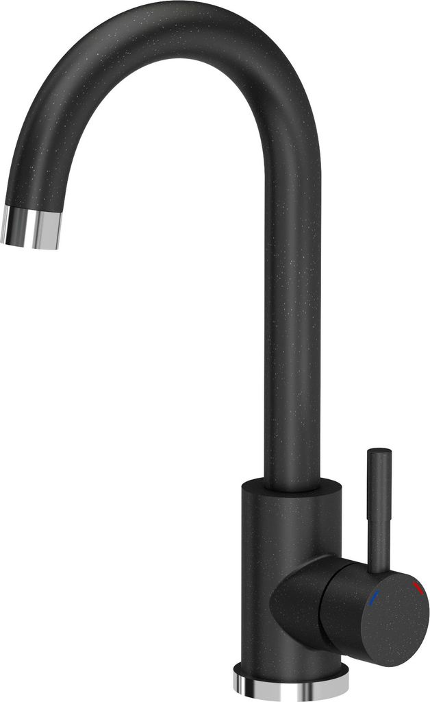 QUADRON Küchenarmatur KATE SteelQ Mischbatterie 360°, Farbe: Schwarz, Höhe: 22,3 cm QFix-Funktion, Drehung- Wasserhahn für Küche aus Edelstahl