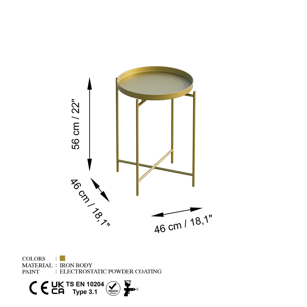 Petite Table d'Appoint Dorée en Métal pour Salon Moderne - Skye Decor - 6