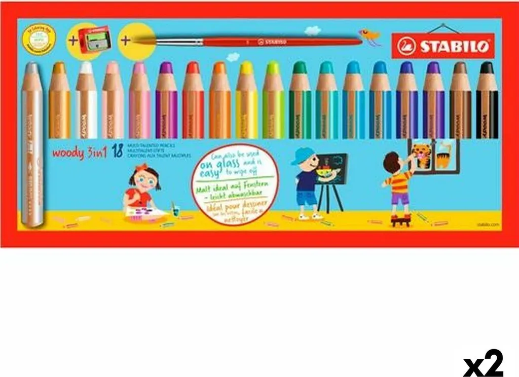 Stabilo Bunt Crayons de couleur avec mine robuste, pack de 2 x 18 pièces