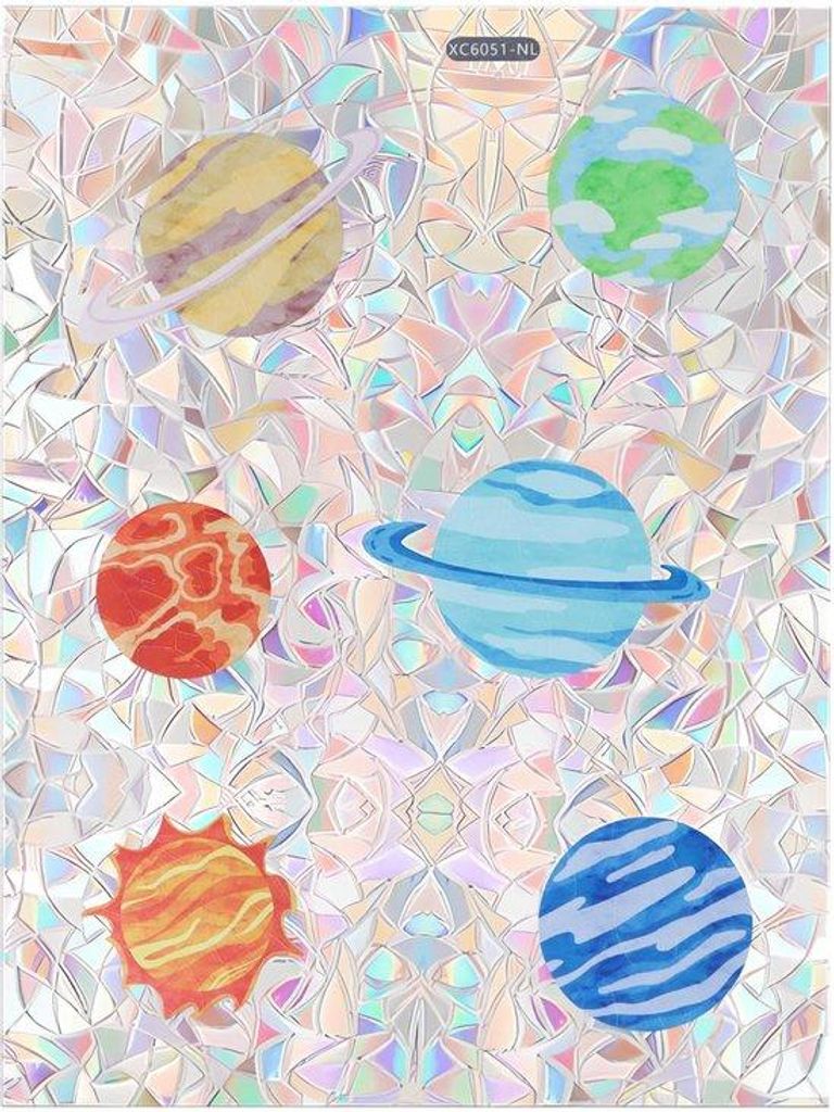 Kinderzimmer Raumdekoration Statische PVC Stickers Planeten und Vögel für Glasküche