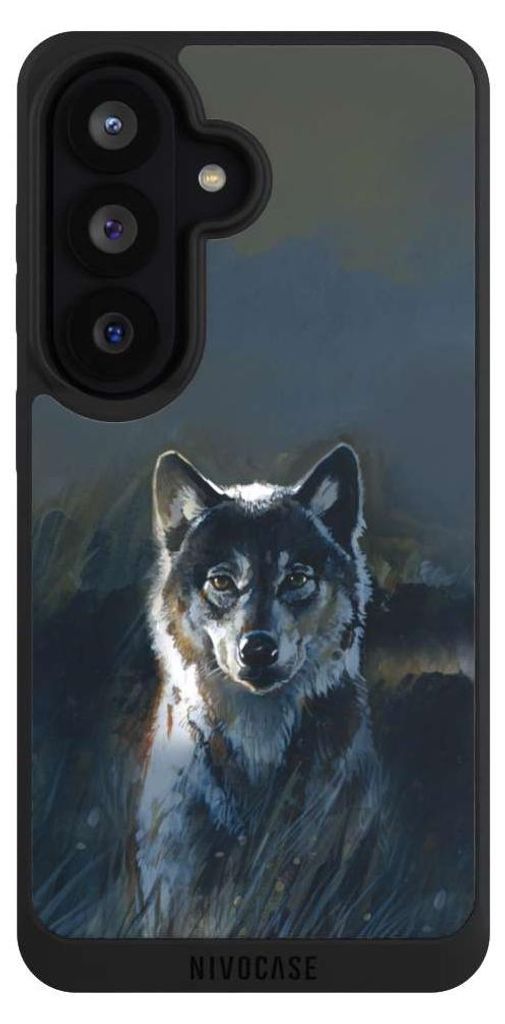 NIVOCASE Handyhülle für Samsung Galaxy S26 Hülle NIVOpure Case Schwarz Malerei Natur Wolf
