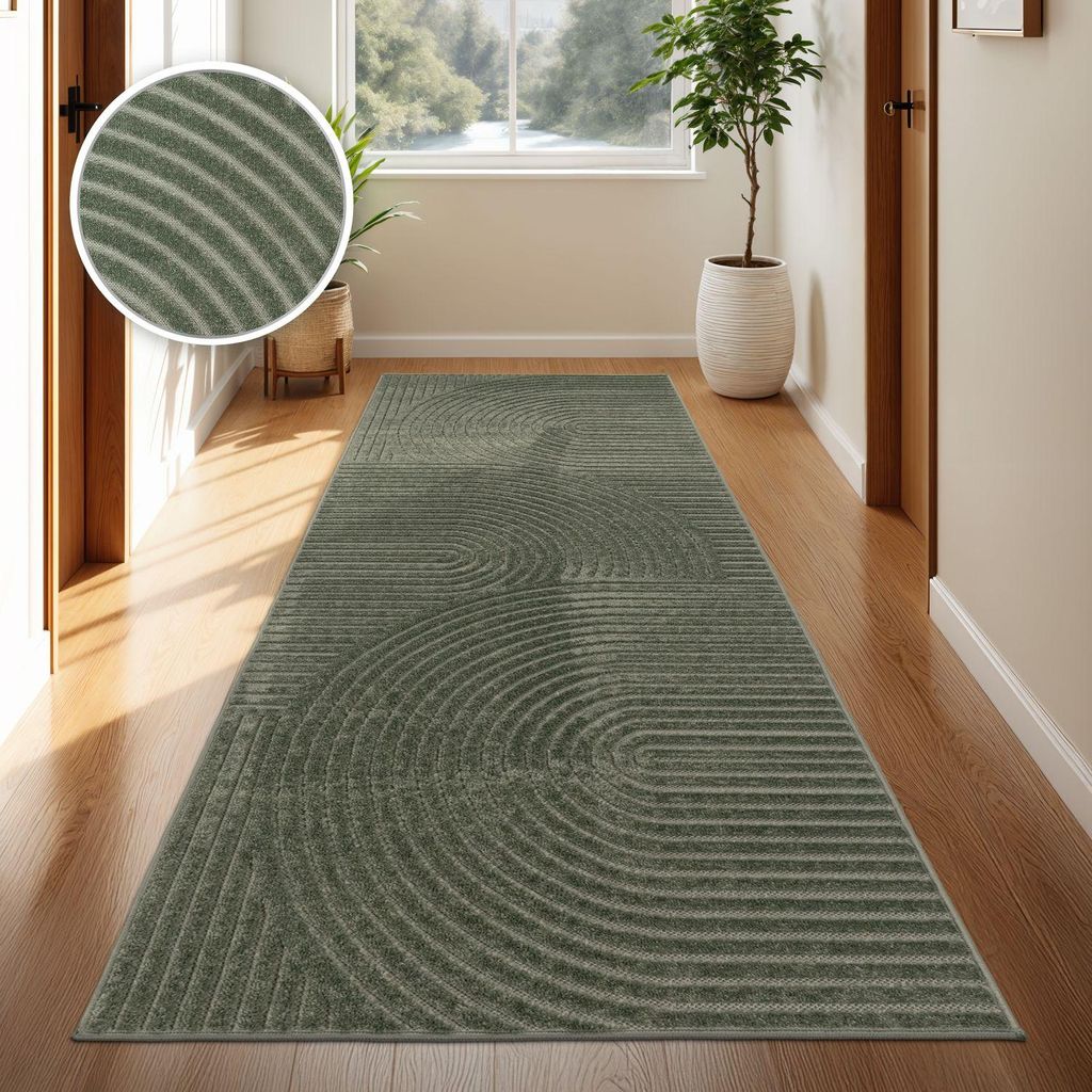 TT Home In-& Outdoorteppich Wetterfest Balkon Schlafzimmer Boho Skandi Motiv Unifarben Geometrische Optik Moderner Style Größe 80x250 cm